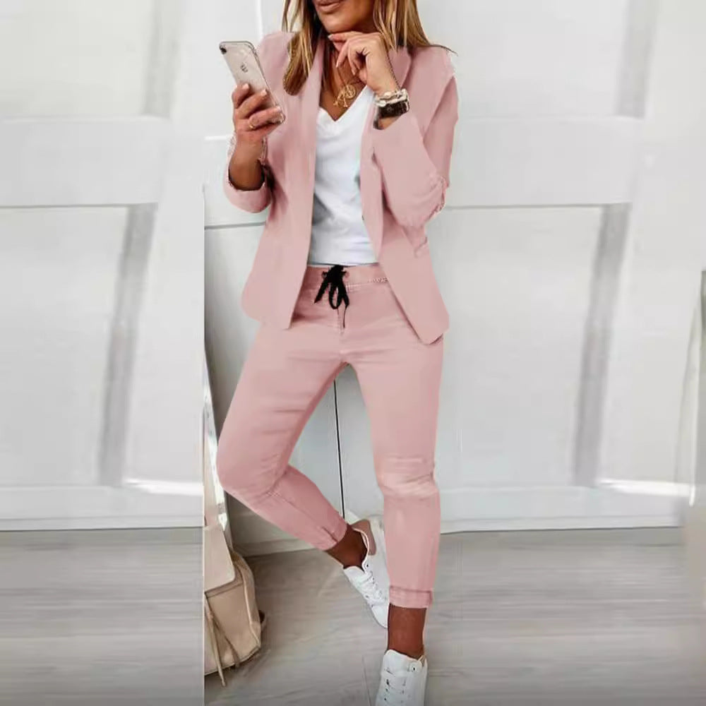 Damen nan zweiteiliges Blazer-Jogger-Set mit tailliertem Blazer und elastischer Bundhose Echo Archiv