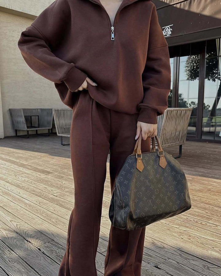 Damen nan Oversize Sweatshirt mit Halbzip und weiten Jogginghose Set Echo Archiv
