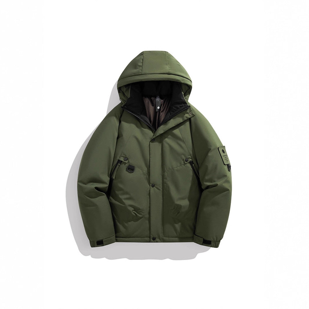 Herren Wattierte Outdoorjacke mit Kapuze, Multifunktionstaschen und winddichter Außenlage Echoarchiv
