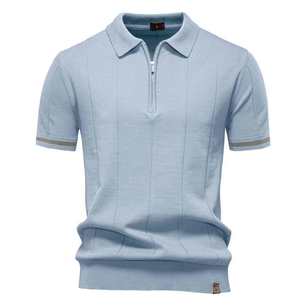 Herren Polohemd mit kurzer Knopfleiste und strukturiertem Design Echoarchiv