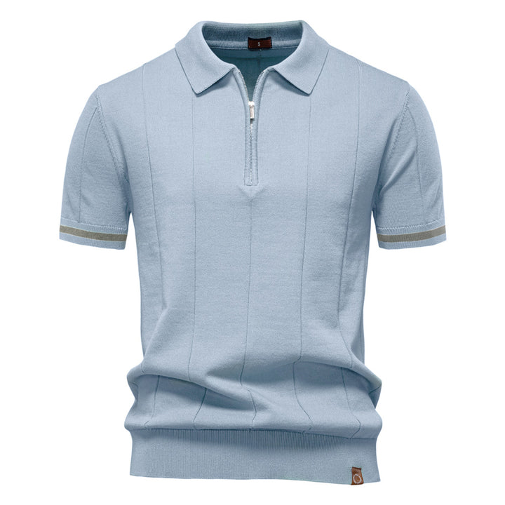Herren Polohemd mit kurzer Knopfleiste und strukturiertem Design Echoarchiv