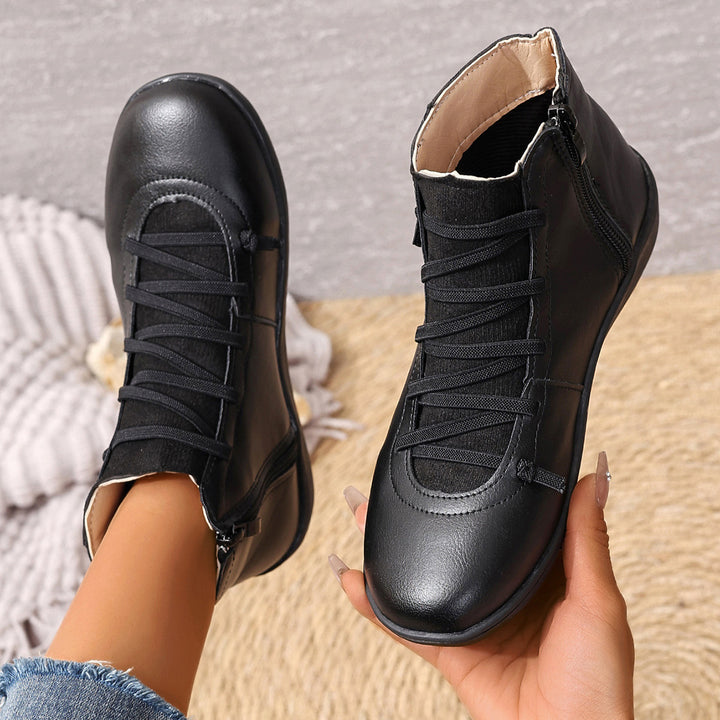 Damen nan sportliche knöchelhohe Schnürstiefelette mit seitlichem Reißverschluss und flexibler Gummisohle Echo Archiv