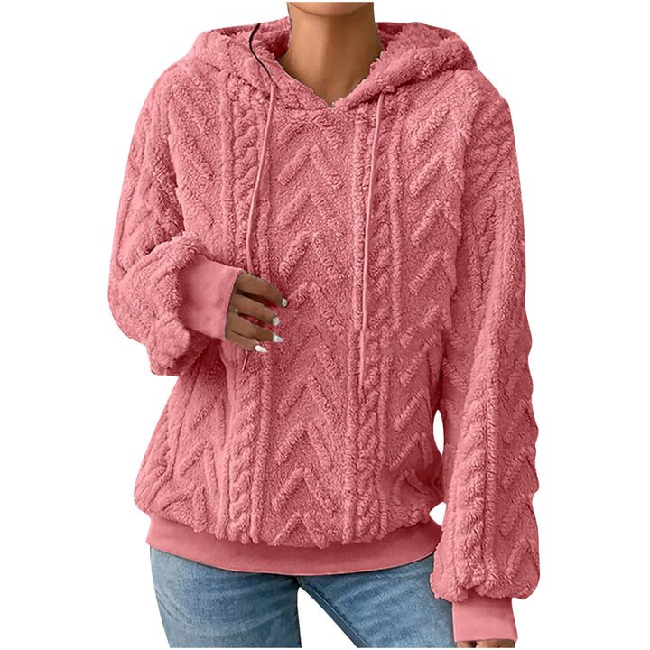 Damen nan kuscheliger Kapuzenpullover mit Zopfmuster Eingrifftaschen und Rippbündchen Echo Archiv