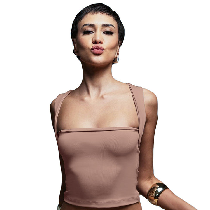 Damen modernes Crop-Top mit schmalen Trägern und figurbetontem Schnitt Echo Archiv