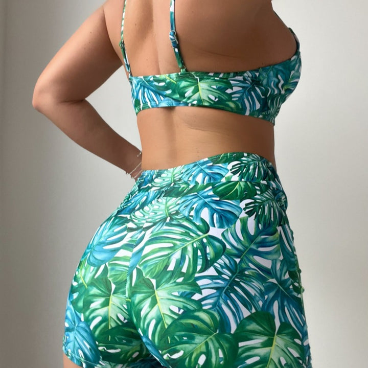 Damen Crop-Top und High-Waist Shorts Set Echo Archiv