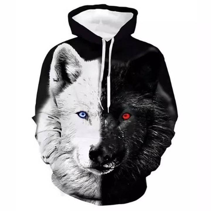 Damen Kreativer Kapuzenpullover mit einzigartigem Wolfsmotiv Echoarchiv