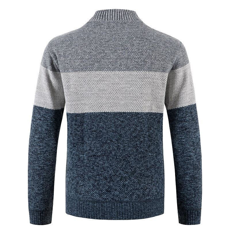 Herren Gestrickte Zip-Strickjacke mit Stehkragen und kariert gefütterter Innenlage Echo Archiv