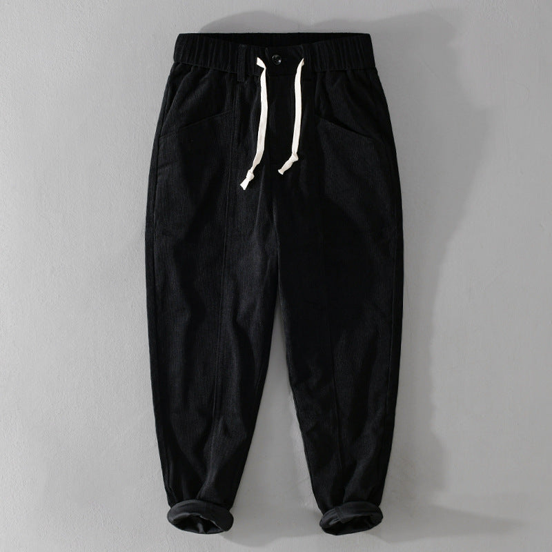 Herren Relaxte Cordhose mit elastischem Kordelbund, Kordelzug und konischem Bein Echoarchiv