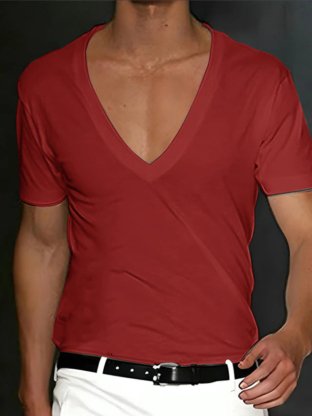 Herren V-Ausschnitt T-Shirt mit figurschmeichelndem Schnitt und hochwertigen Stoffen Echoarchiv