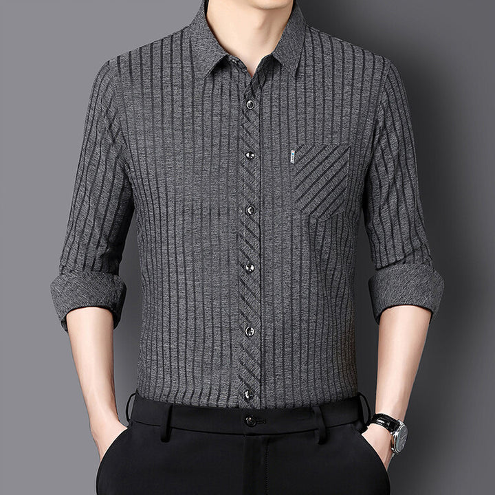 Herren stilvolles Slim-Fit Langarmhemd mit strukturiertem Design Echoarchiv