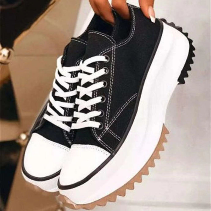 Damen nan Plateausneaker mit gezahnter Profilsohle, Canvas-Obermaterial und verstärkter Zehenkappe Echo Archiv