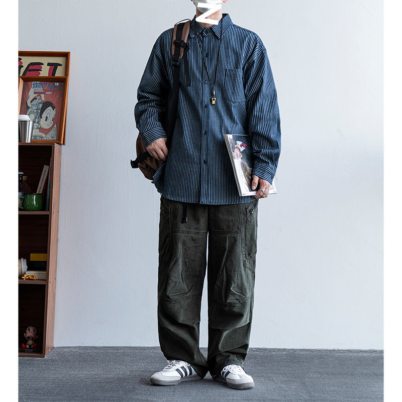 Herren Baumwoll-Hemd im lässigen Streifenlook mit praktischen Details Echoarchiv