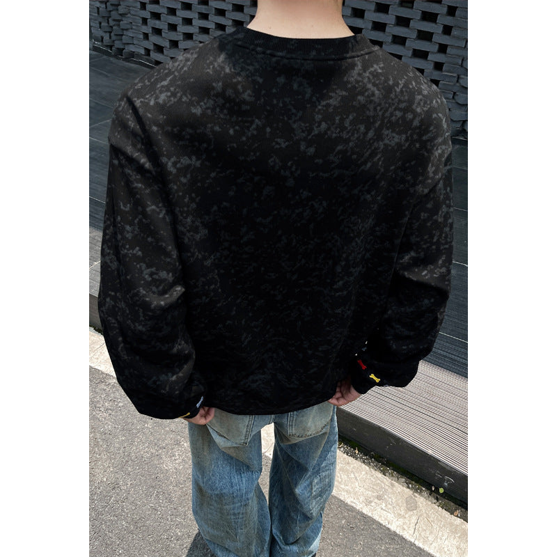 Herren Oversize-Sweatshirt mit Marmor-Effekt und bunten Knochenstickereien Echo Archiv