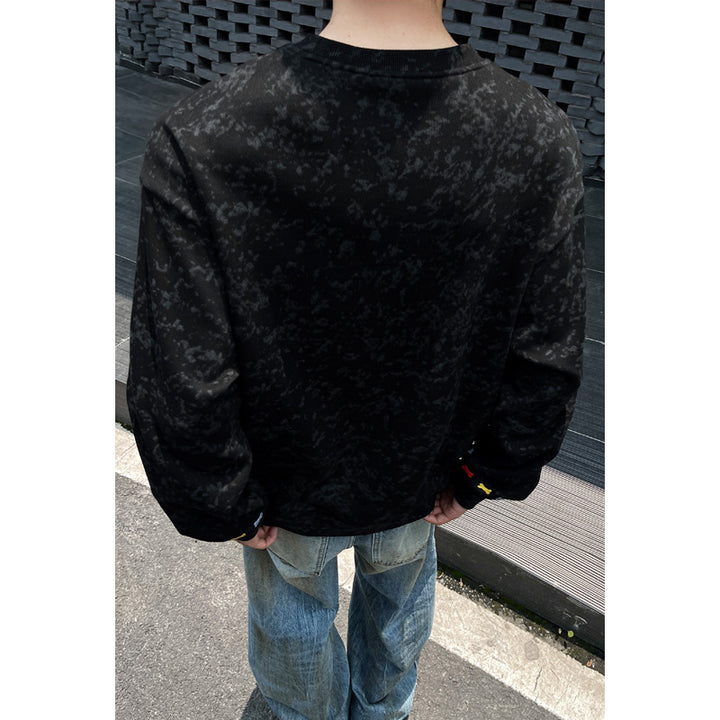 Herren Oversize-Sweatshirt mit Marmor-Effekt und bunten Knochenstickereien Echo Archiv