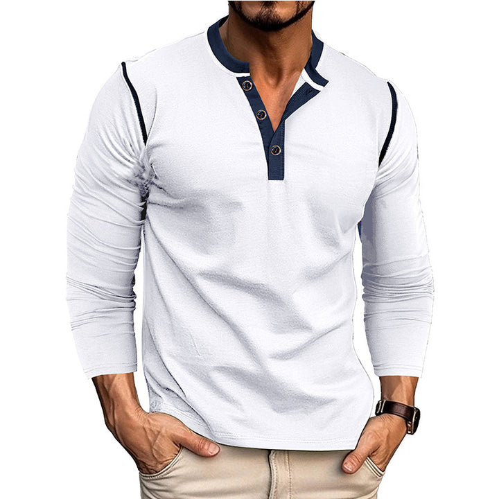 Herren Langarm-Hemd mit modischem Henley-Ausschnitt Echoarchiv