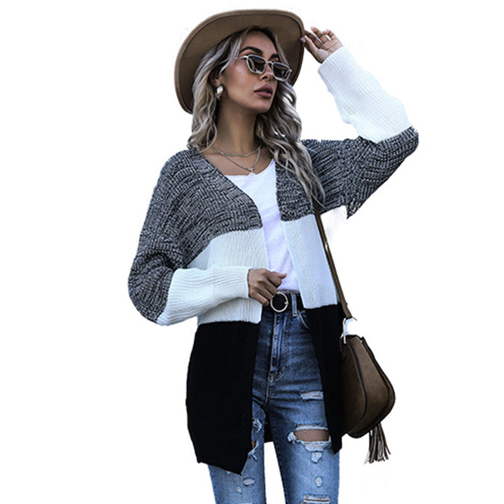 Damen Longline Strickcardigan mit Oversize-Schnitt und Farbblock-Optik Echoarchiv