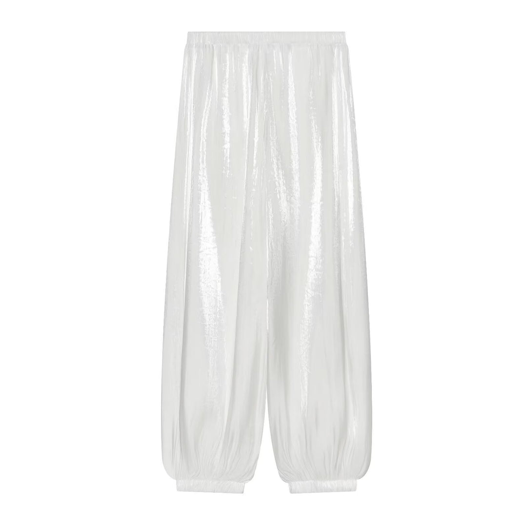 Damen Plissierte glänzende High‑Waist Palazzo-Jogger Echo Archiv