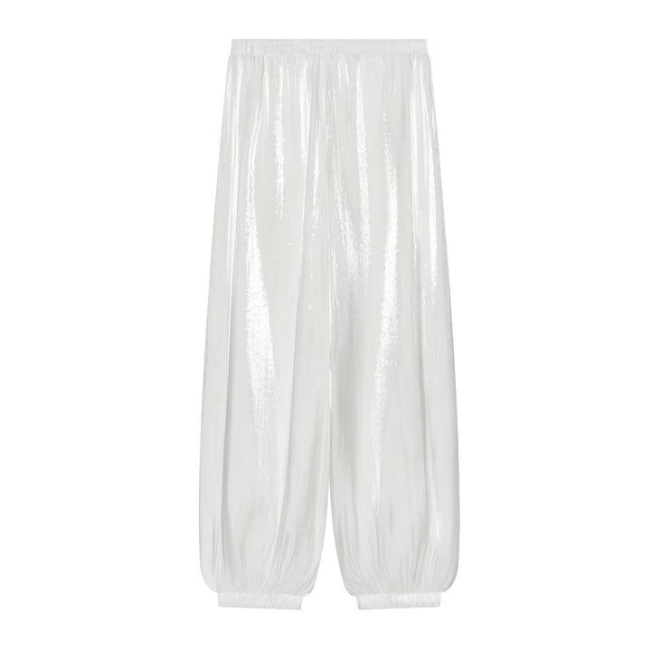 Damen Plissierte glänzende High‑Waist Palazzo-Jogger Echo Archiv