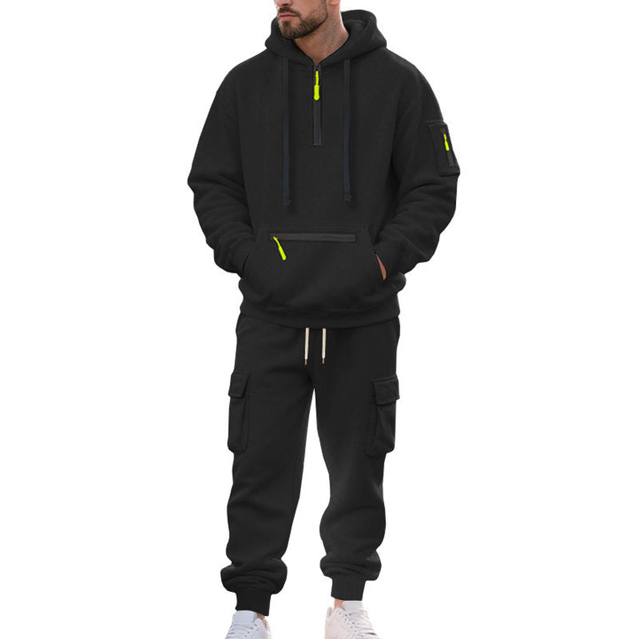 Herren Urbane Cargo-Jogging-Set mit Utility-Hoodie, Reißverschluss-Details und Cargo-Joggers Echoarchiv