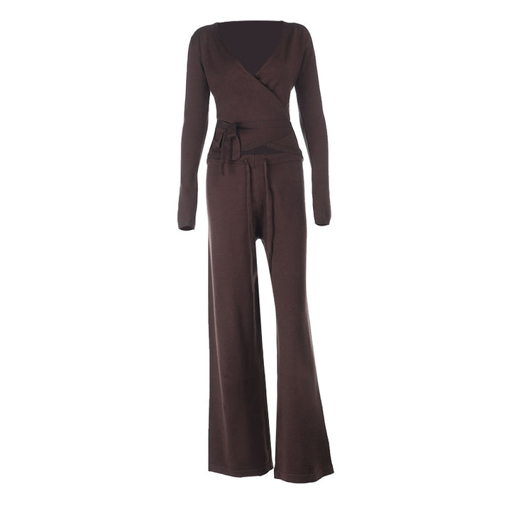 Damen lockerer Jumpsuit mit Wickeldesign und langen Ärmeln Echo Archiv