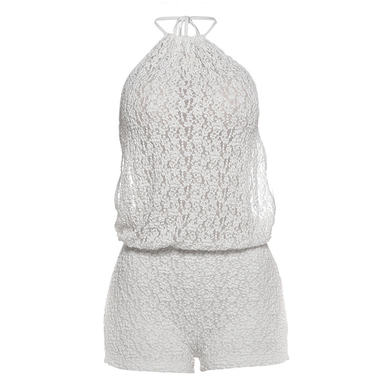 Damen lässiger Strampler aus transparentem Stoff mit floralem Design Echo Archiv