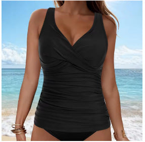 Damen elegantes Wickel-Badeoberteil mit Rüschen Echo Archiv