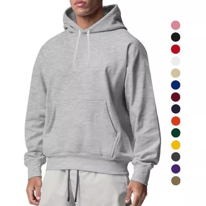Herren Premium-Kapuzenpullover mit Kängurutasche, innen angerautem Fleece, verstärkter Nackennaht und geripptem Saum – Cavarno