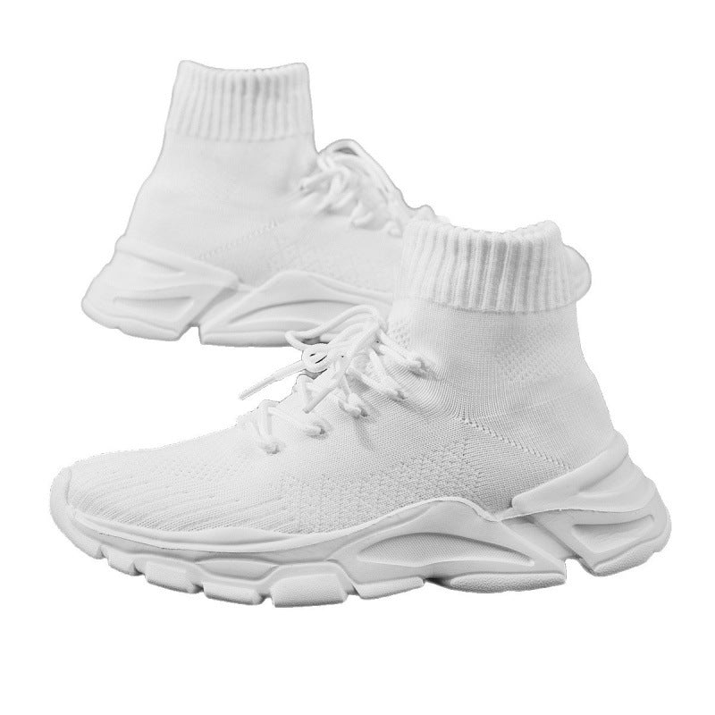 Damen Strick‑Sockensneaker mit hohem Schaft, gepolsterter Plateau‑Laufsohle und elastischem Schnürsystem Echoarchiv