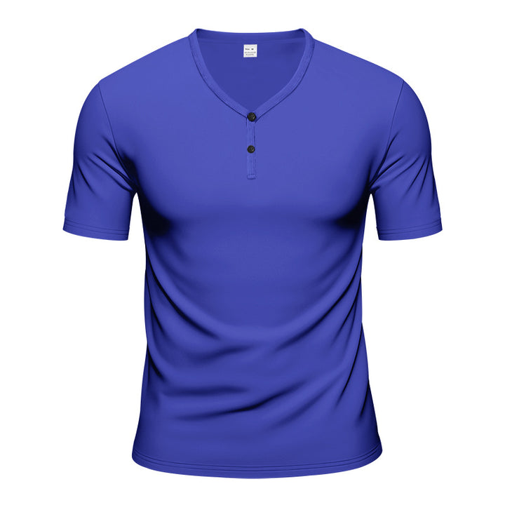Herren Kurzarm Henley-T-Shirt mit atmungsaktiver Struktur Echoarchiv