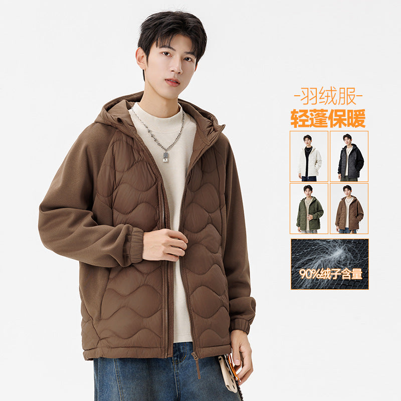 Herren Gefütterte Hybrid-Steppjacke mit Kapuze und Fleeceärmeln Echo Archiv