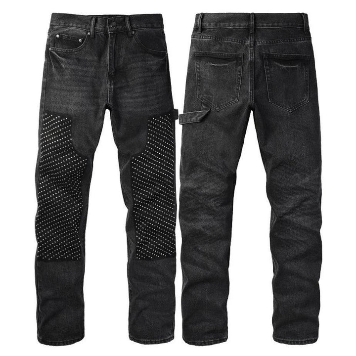 Herren Modische Denim-Hosen mit Kontrast-Patches Echoarchiv