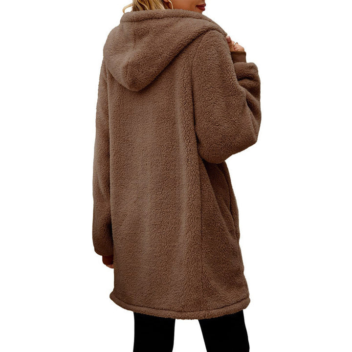 Damen kuschelige Fleecejacke mit Kapuze und Reißverschluss Echoarchiv