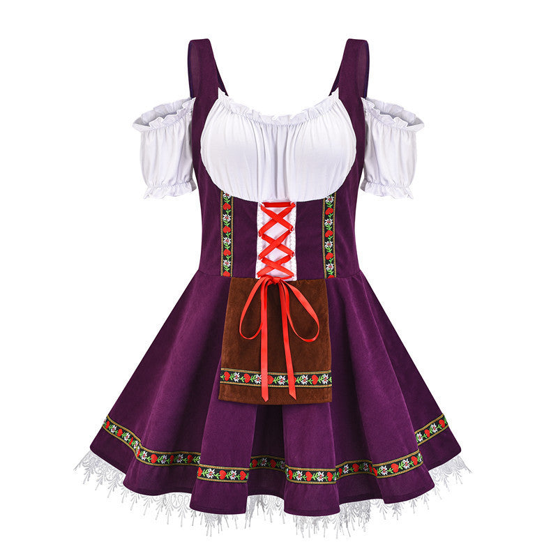 Damen nan Trachten-Minikleid mit geschnürtem Korsett, Spitzenunterrock und abnehmbarer Schürze Echo Archiv