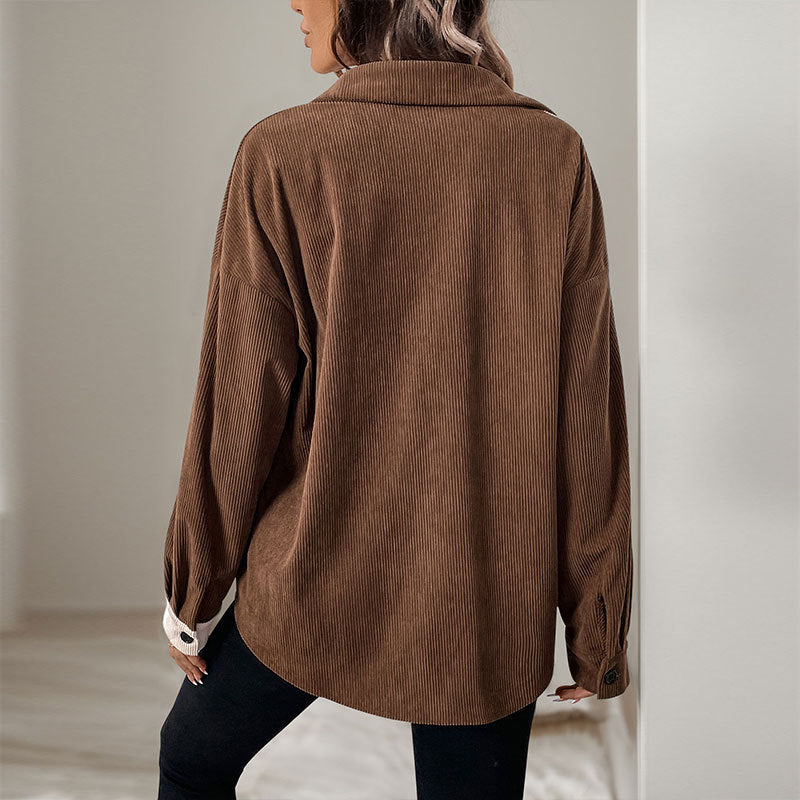 Damen Modische Kordjacke mit Kontrastdetails Echo Archiv