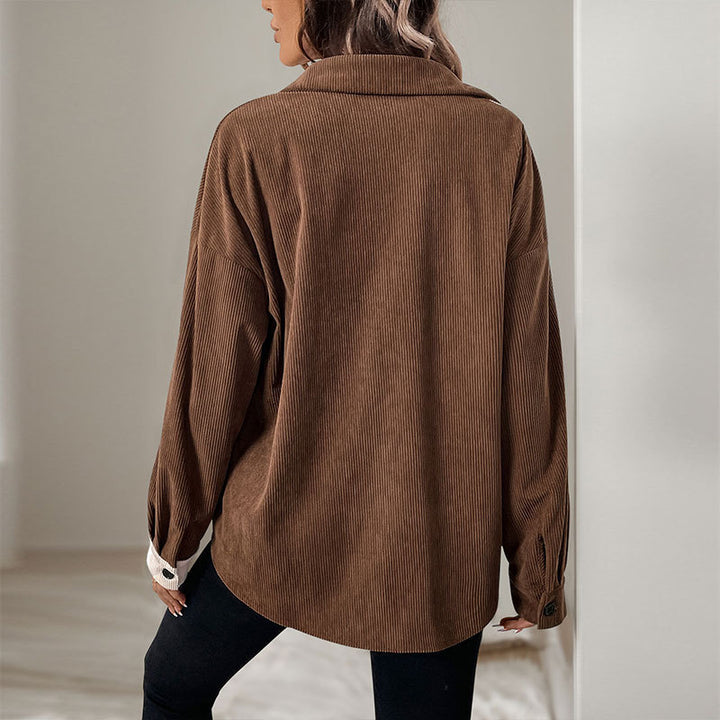 Damen Modische Kordjacke mit Kontrastdetails Echo Archiv