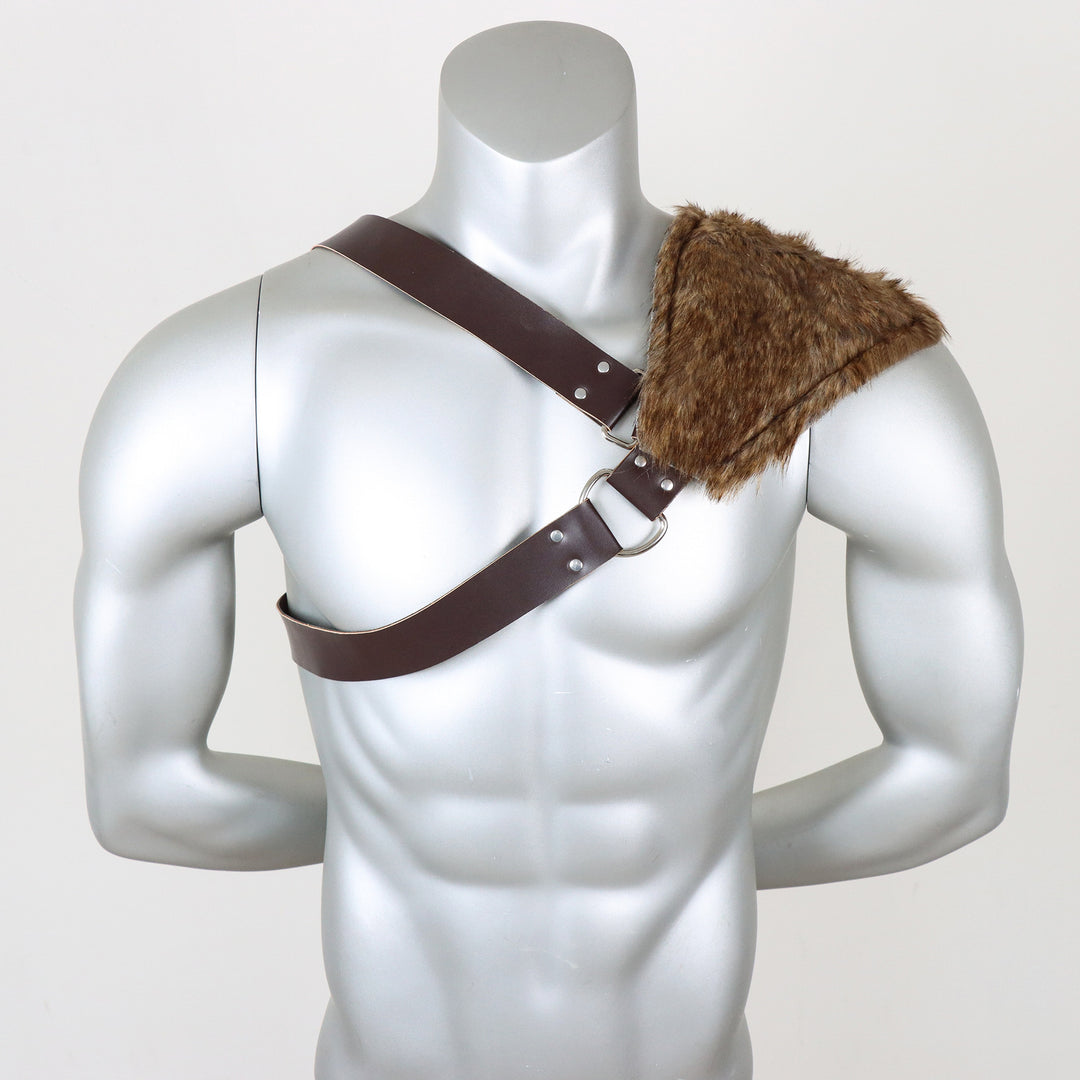 Herren Schulter-Harness mit abnehmbarem Kunstpelz-Schulterbesatz und verstellbaren Lederriemen Echo Archiv