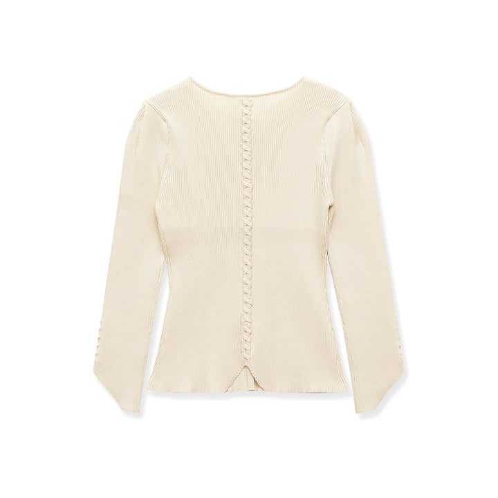 Damen Feinstrick-Cardigan mit durchgehender Knopfleiste, taillierter Rippenstruktur und geschwungenem Saum Echoarchiv