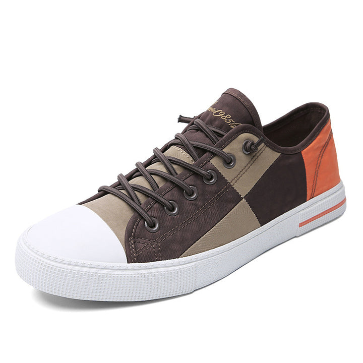 Herren Lässige Low‑Top Canvas‑Sneaker mit geometrischem Colorblock‑Design und verstärkter Zehenkappe Echoarchiv