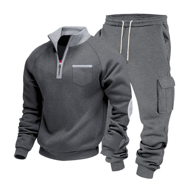 Herren Sportliches Freizeit Set mit Stehkragen und Cargo-Hosen Echoarchiv