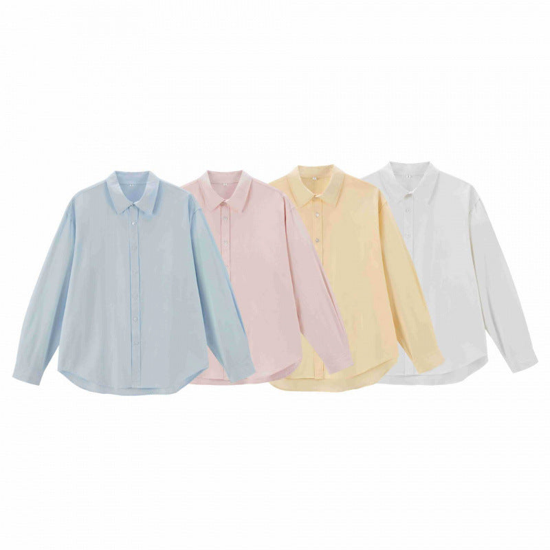 Damen Lockeres Oversize-Blusenhemd mit Kentkragen, durchgehender Knopfleiste und abgerundetem Saum Echo Archiv