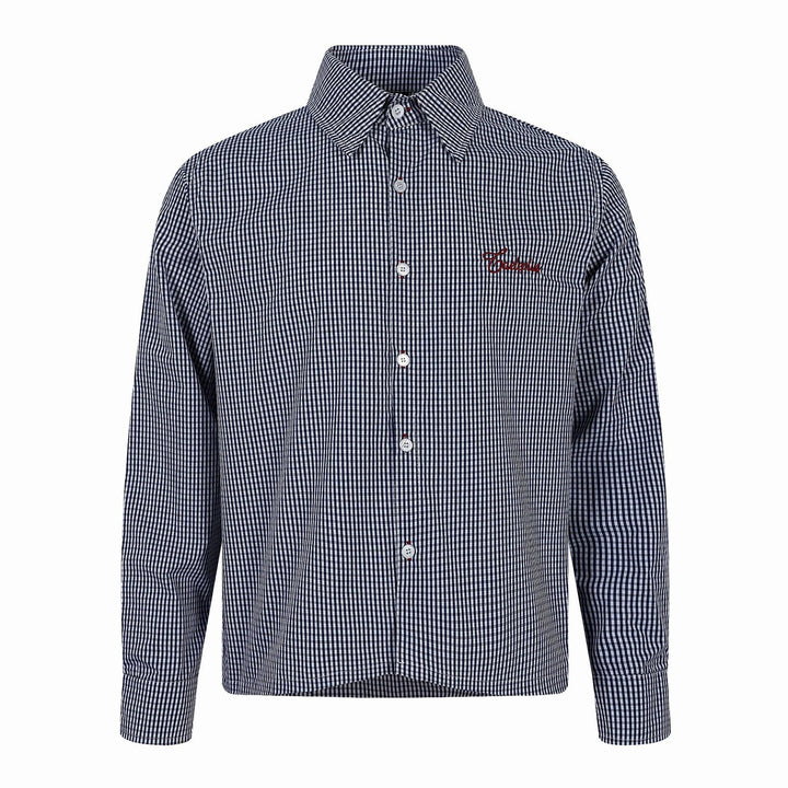 Herren Kariertes Gingham-Hemd mit Button-Down-Kragen und Bruststickerei Echoarchiv