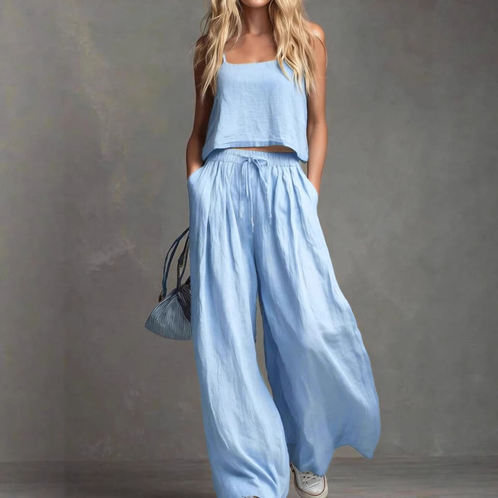 Damen Sommerliches Freizeit-Set mit weitem Oberteil und lässiger Hose Echo Archiv