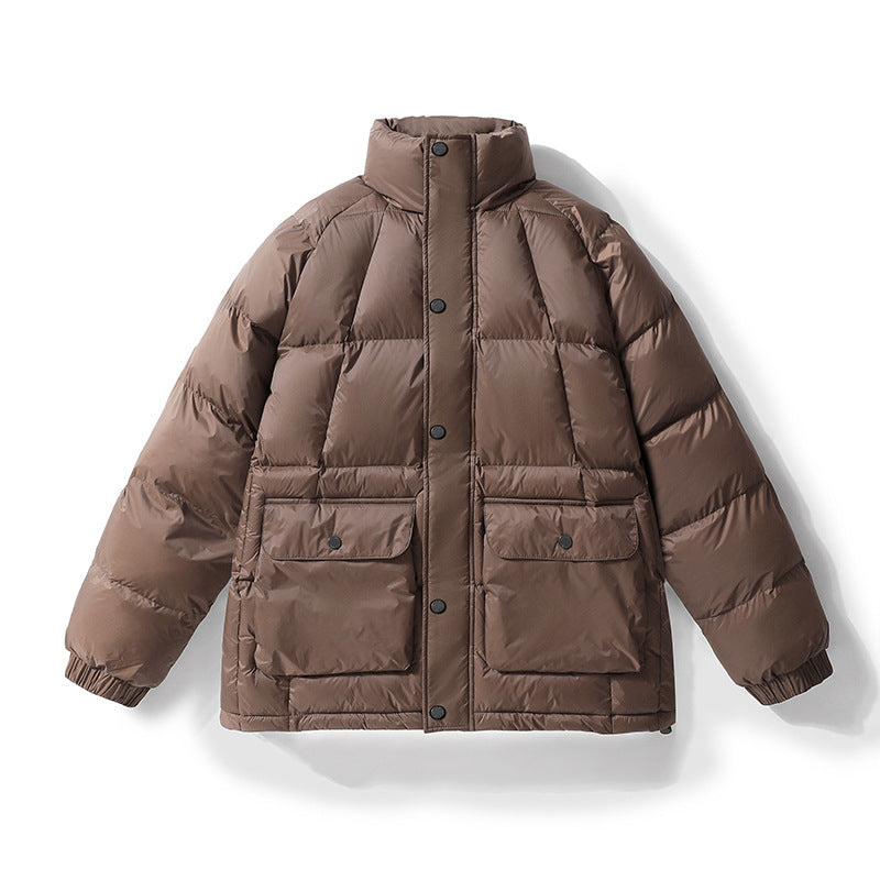 Herren Wattierte Steppjacke mit hohem Stehkragen, Druckknopfblende & großen Pattentaschen Echoarchiv