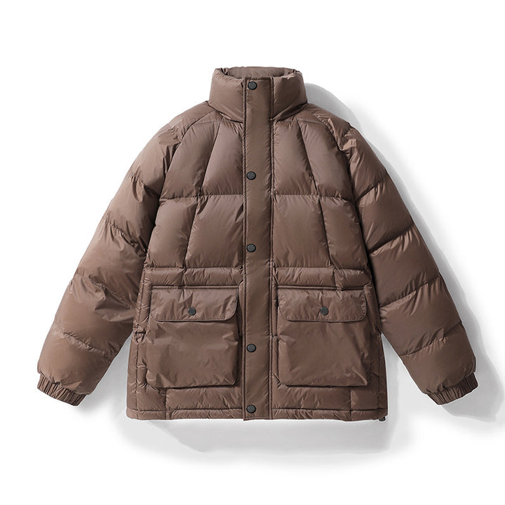 Herren Wattierte Steppjacke mit hohem Stehkragen, Druckknopfblende & großen Pattentaschen Echoarchiv