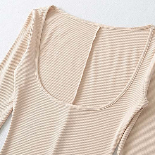 Damen Figurbetontes Maxi-Kleid mit Korsett-Detail, Rippstrick und langen Ärmeln Echoarchiv