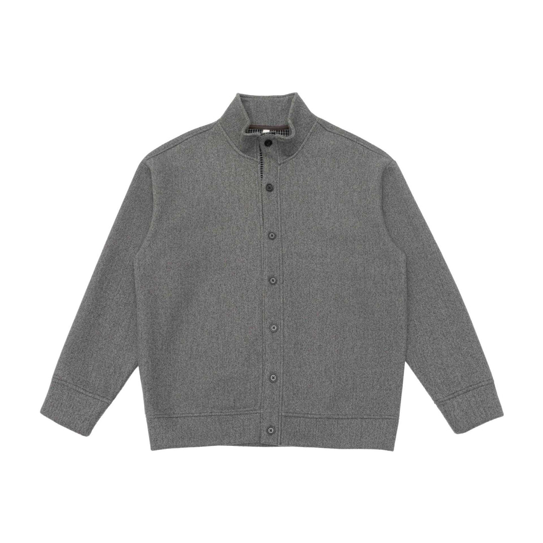 Herren Wollmischung-Überjacke mit Stehkragen und durchgehender Knopfleiste Echoarchiv