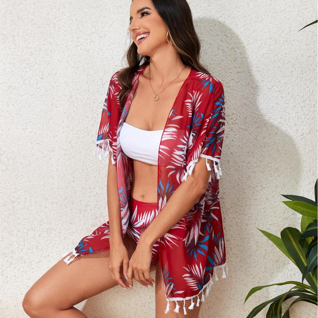Damen Strandkimono mit Fransen – Avérine