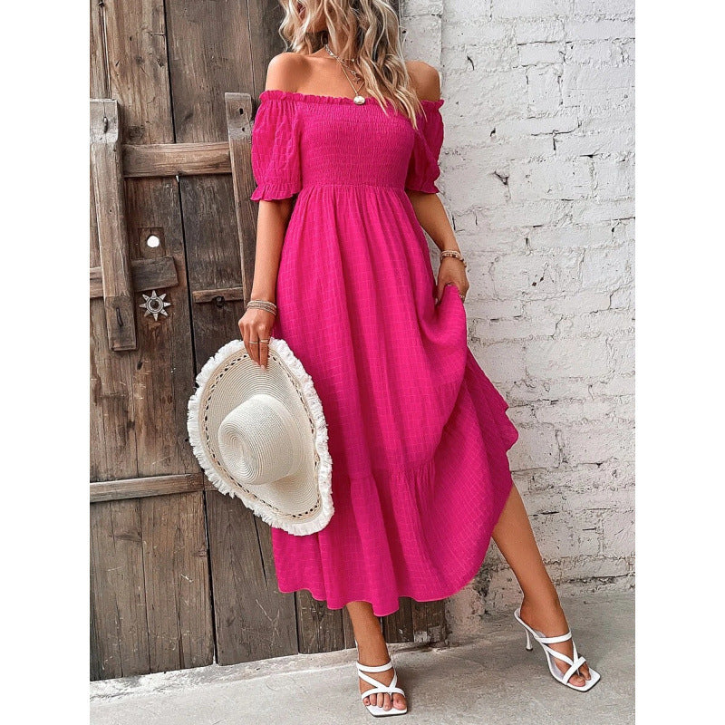 Damen Off-Shoulder Maxikleid mit voluminösen Ärmeln und fließendem Schnitt Echo Archiv