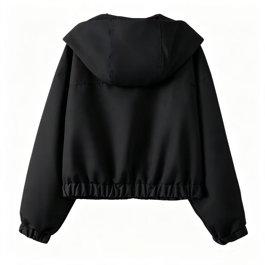 Damen Kurzer Cropped Blouson mit Kapuze, Reißverschluss und elastischem Saum Echo Archiv