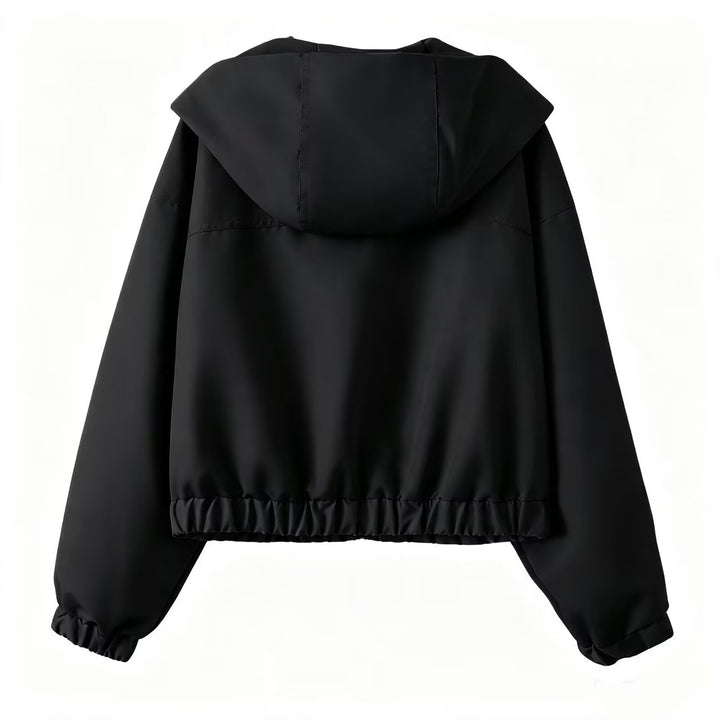 Damen Kurzer Cropped Blouson mit Kapuze, Reißverschluss und elastischem Saum Echo Archiv